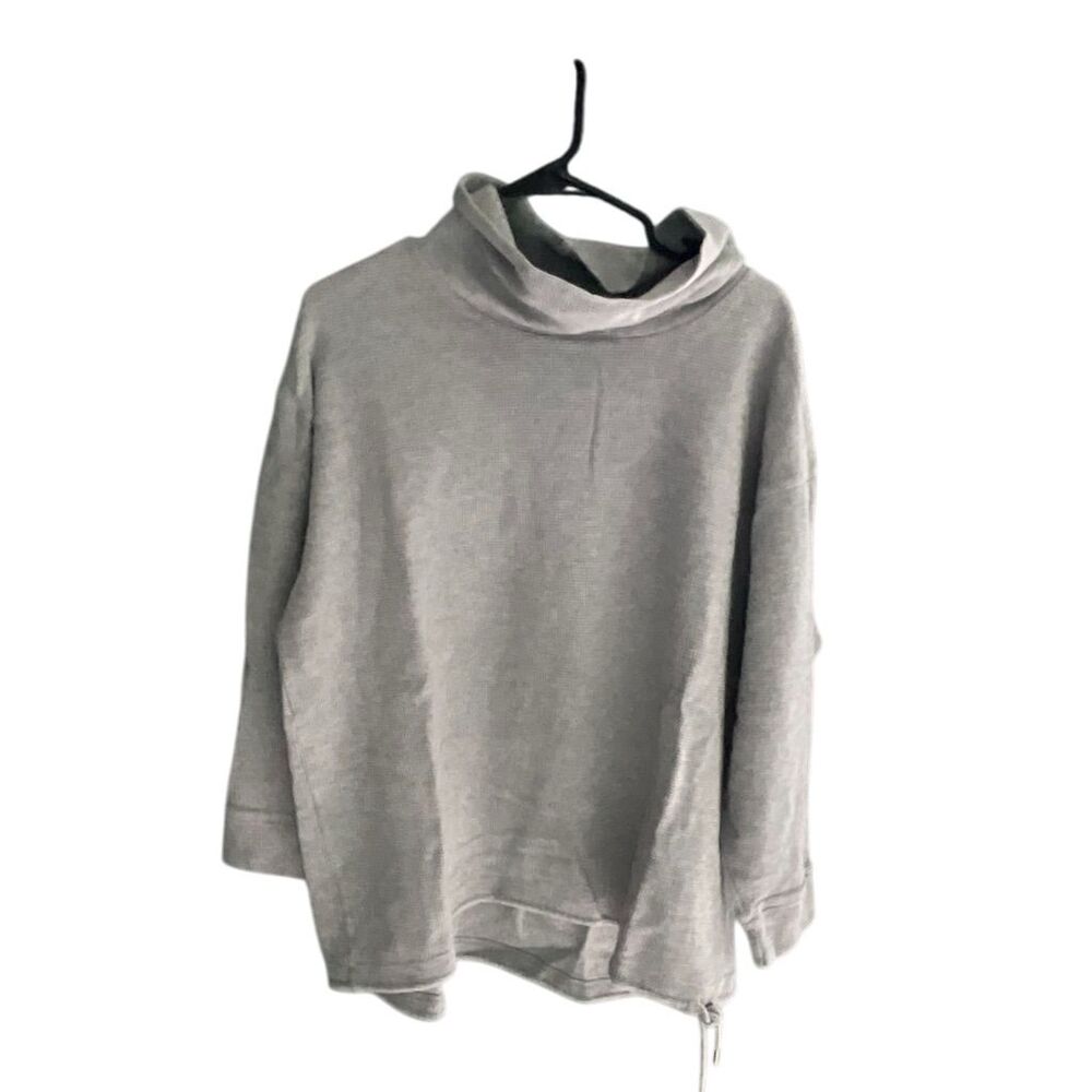 Lands' End Women's Plus‎ 1X Gray Cowl Neck Waffle Knit Sweater